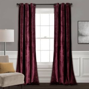 Set of 2 (84"×38") Prima Velvet Light Filtering Window Curtain Panels Wine - Lus